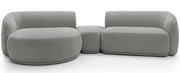 Modulares Ecksofa Bommo L-förmig mit Pouf, linksseitig, grauer Chenille-Stoff