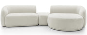 Modulares Ecksofa Bommo L-förmig mit Pouf, rechtsseitig, cremefarbenes Chenille