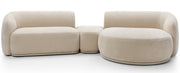 Modulare Eckcouch Bommo L-förmig mit Pouf, rechtsseitig, beige Chenille