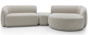Modulare Eckcouch Bommo, L-förmig mit Hocker, rechtsseitig, grau-beige Chenille