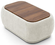 Modulares rechteckiges Pouf mit Platte Bommo, cremefarbenes Chenille