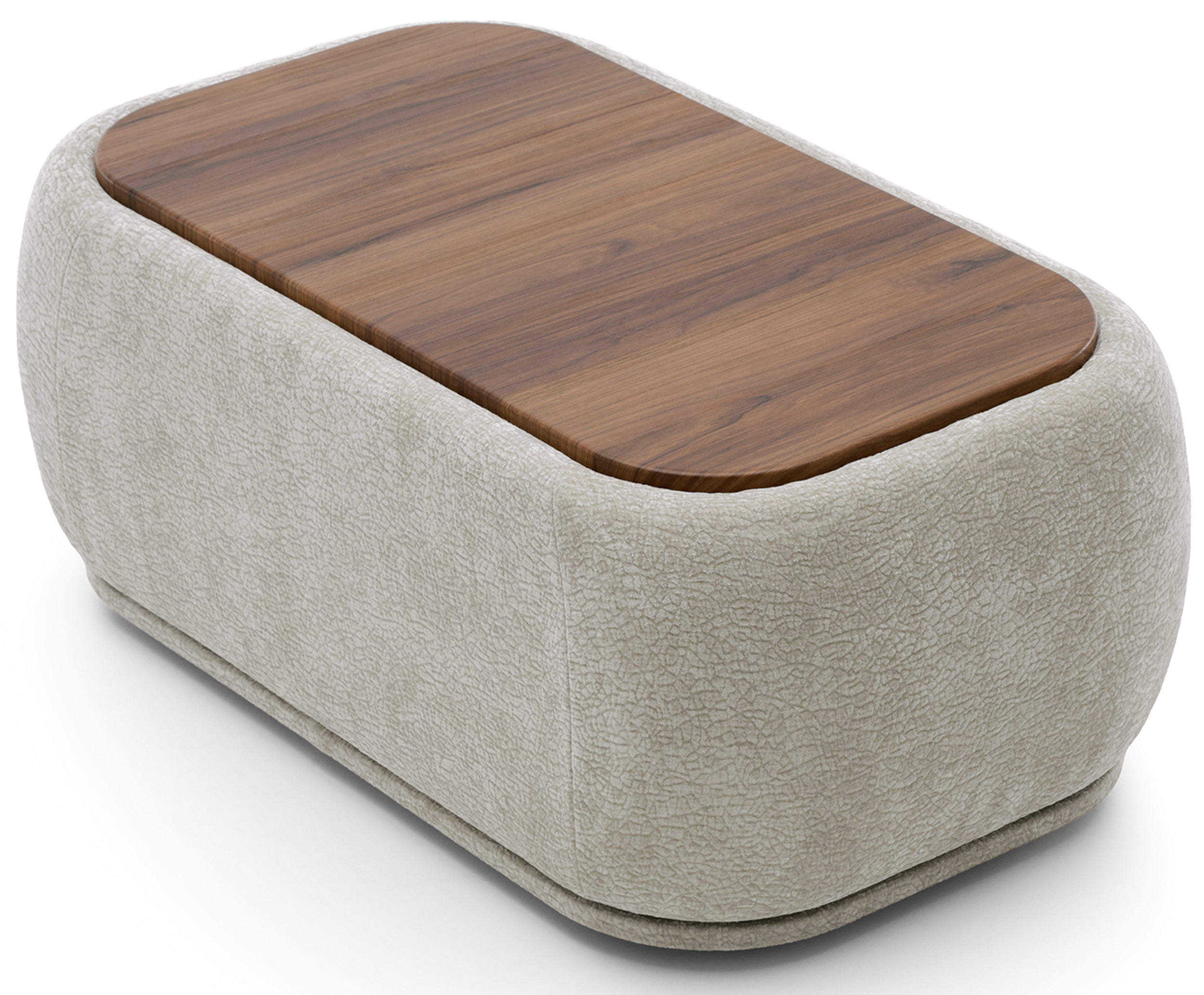 Modulares rechteckiges Hocker mit Platte Bommo, grau-beige Chenille