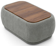 Modulares rechteckiges Hocker mit Tischplatte Bommo in grauem Chenille