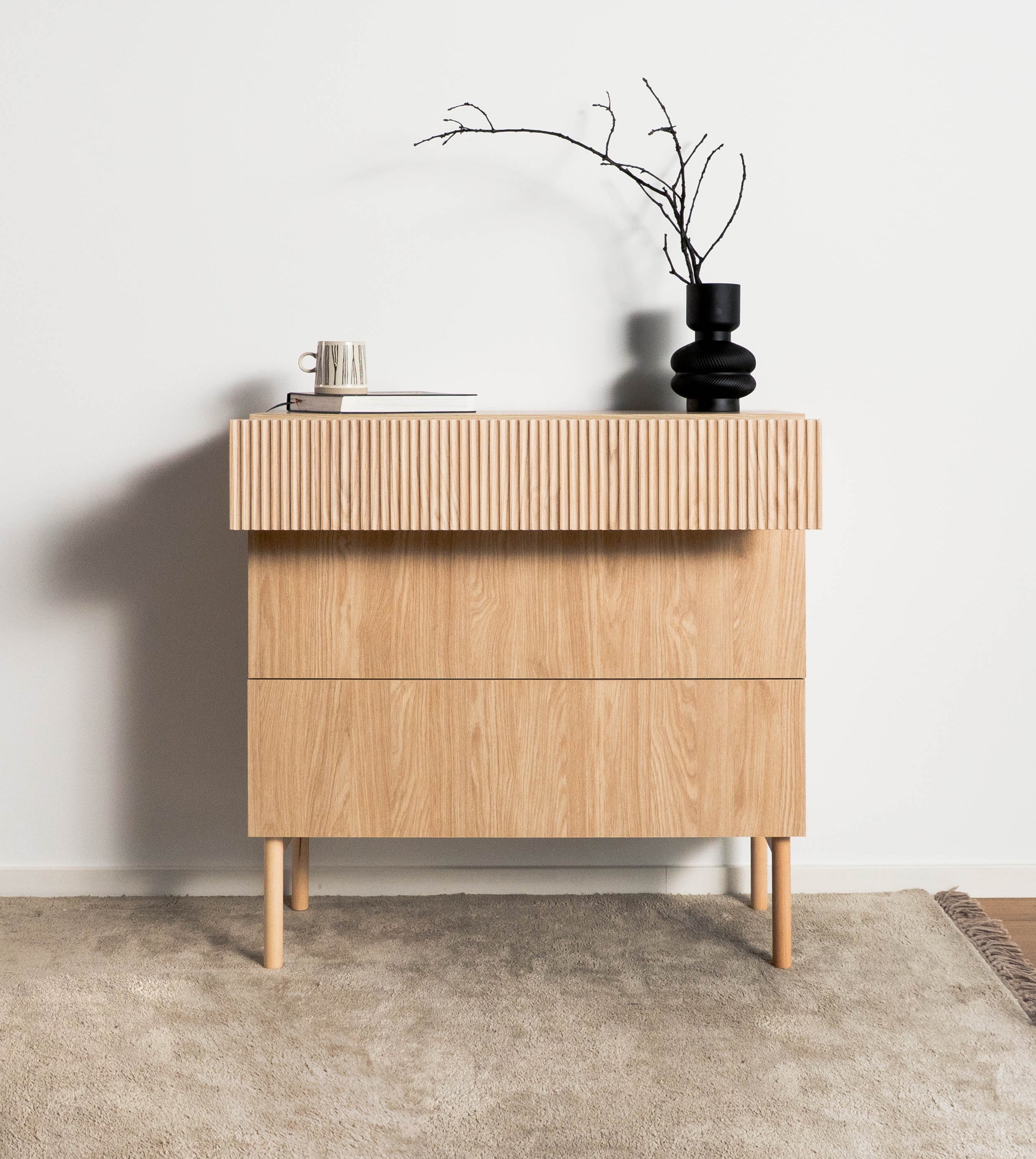 Kommode Nolie mit drei Schubladen 90 cm geölte Eiche