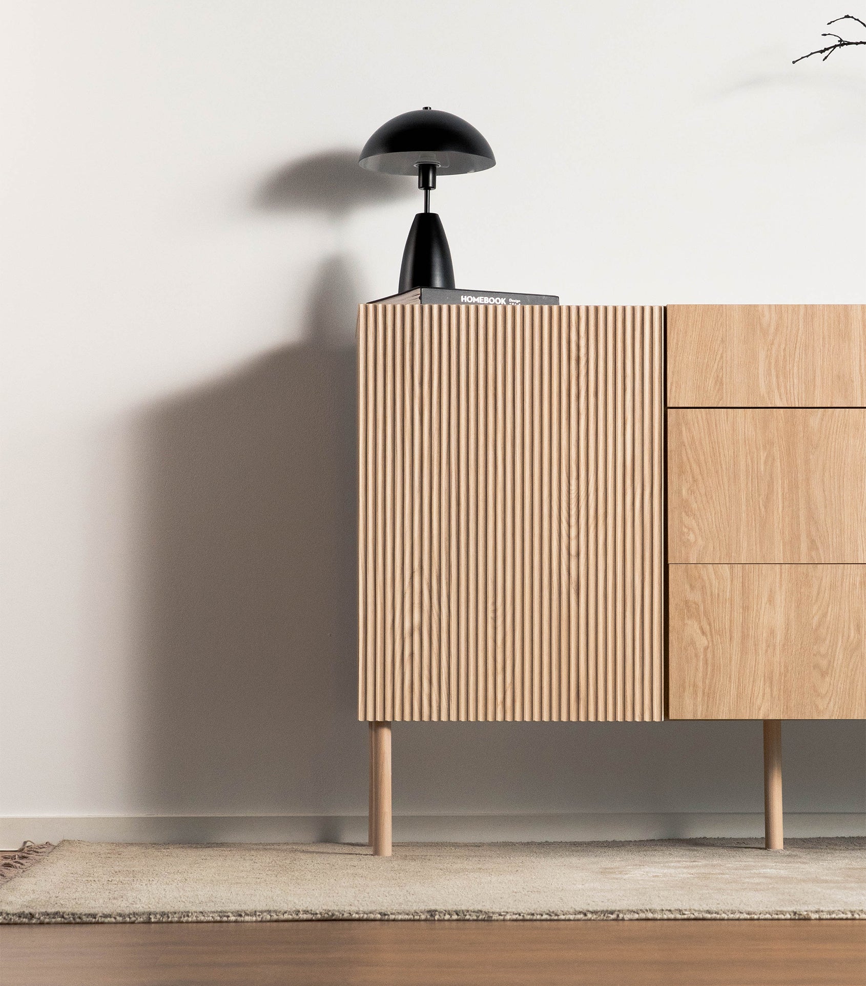 Einzeltür-Kommode Nolie mit drei Schubladen, 140 cm, geölte Eiche