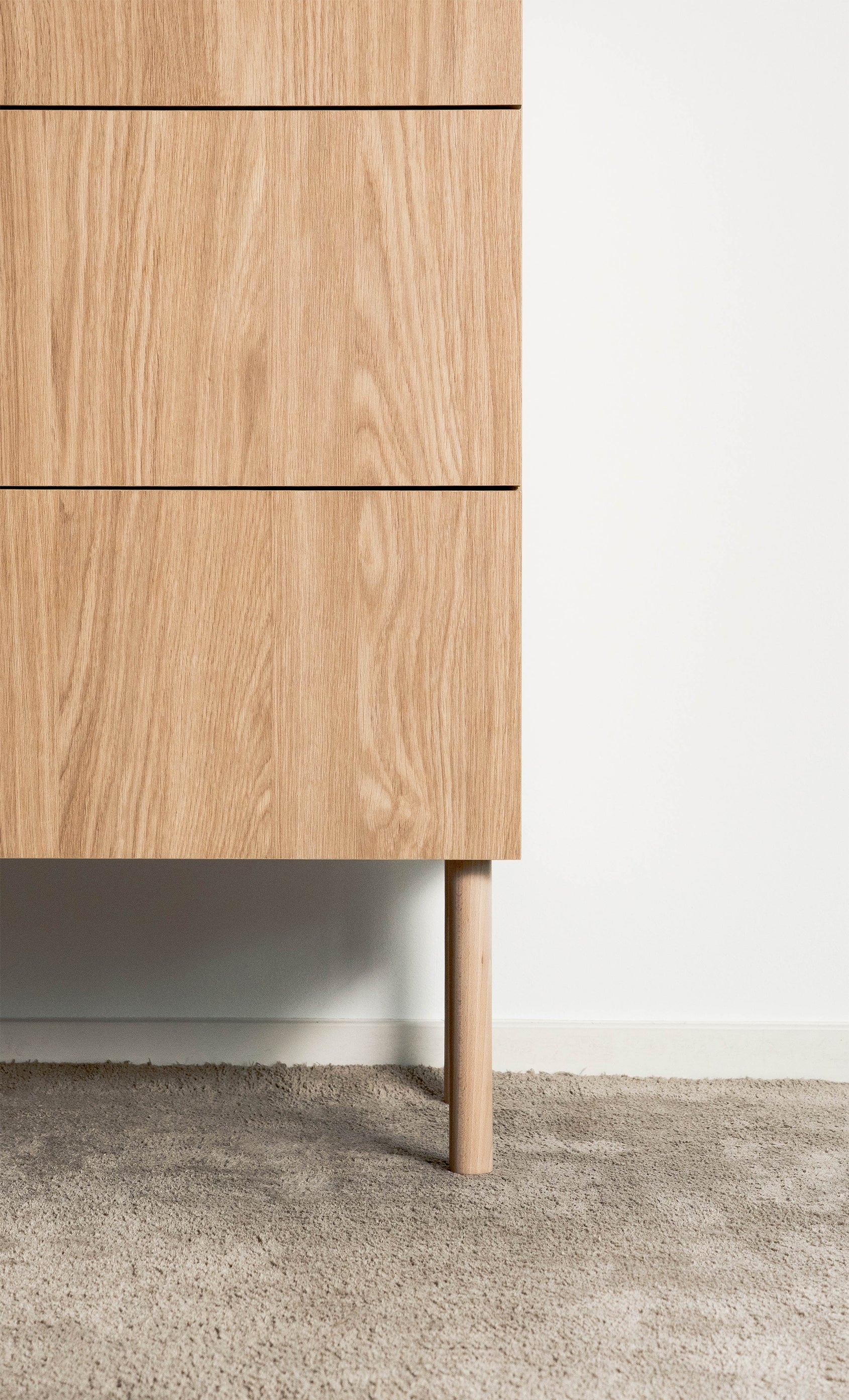 Einzeltür-Kommode Nolie mit drei Schubladen, 140 cm, geölte Eiche