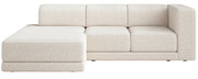 Ecksofa Novals L-förmig links mit verstellbaren Kopfstützen, cremefarbenes Bouclé