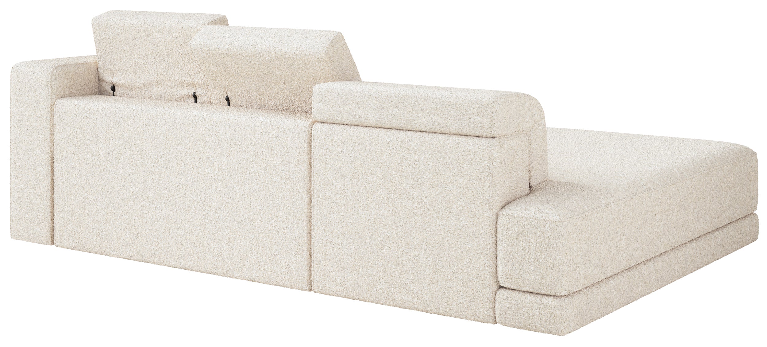 Ecksofa Novals L-förmig links mit verstellbaren Kopfstützen, cremefarbenes Bouclé