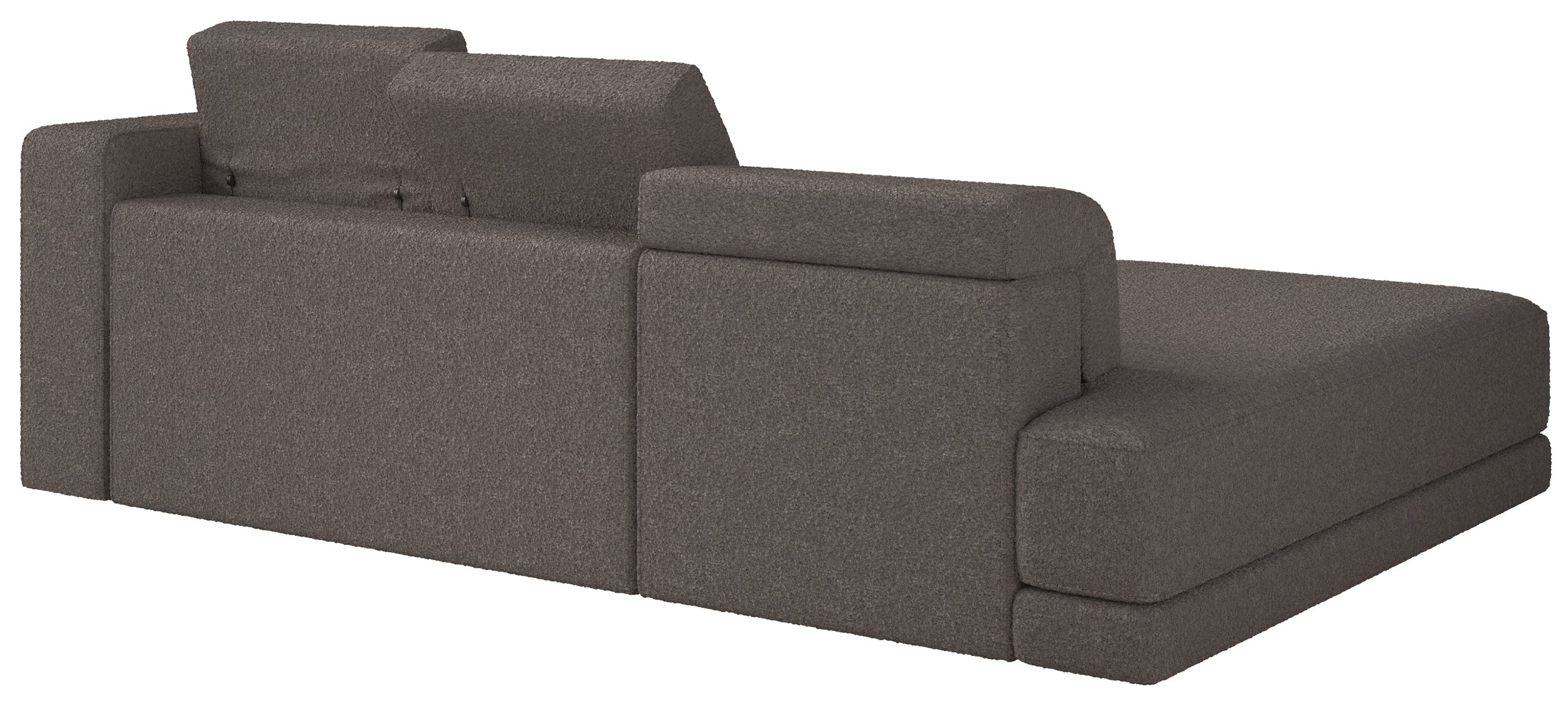 Ecksofa Novals L-förmig links mit verstellbaren Kopfstützen, braunes Bouclé