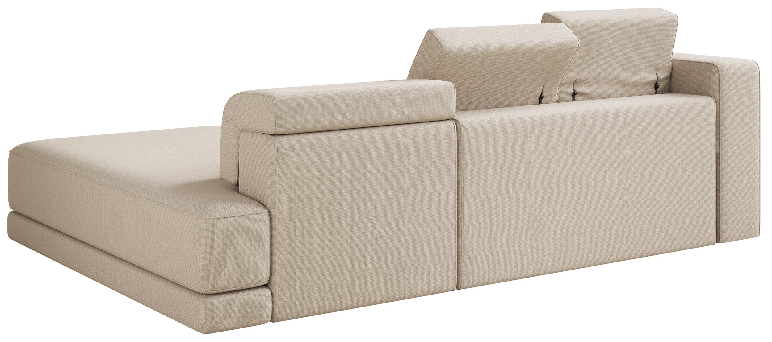 Ecksofa Novals, L-förmig, rechtsseitig mit verstellbaren Kopfstützen, beige Chenille
