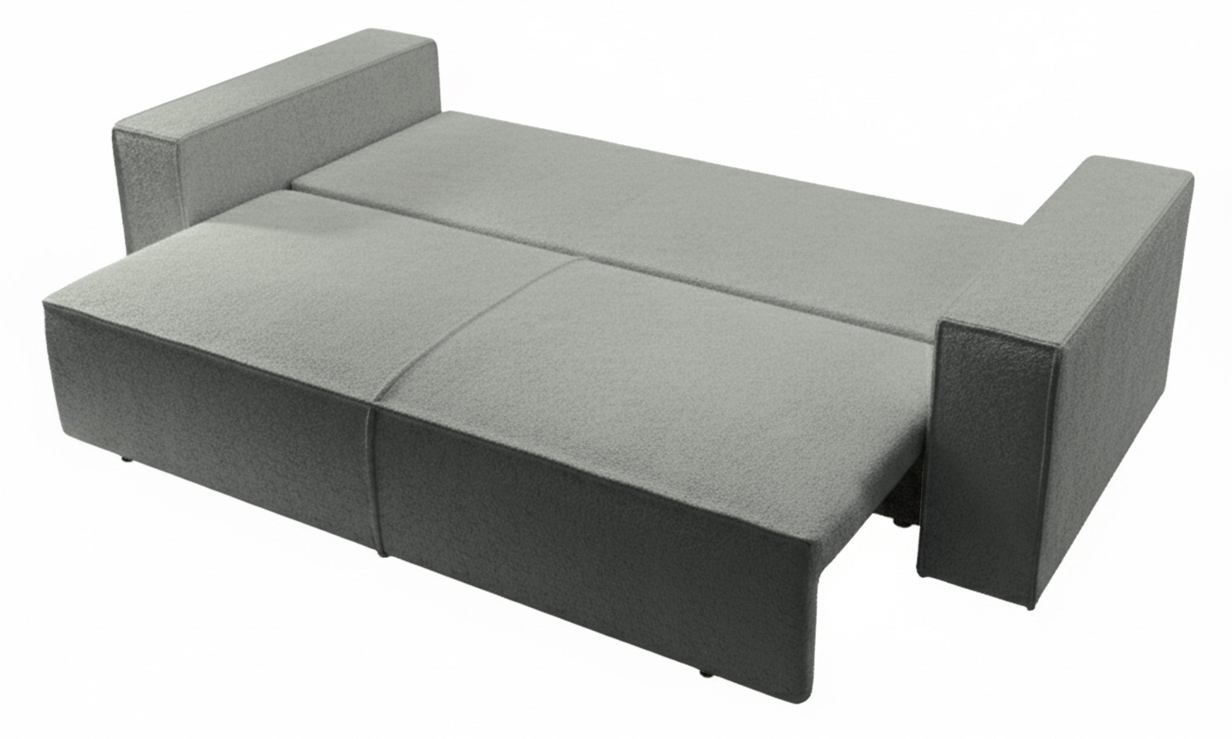 Dreisitziges ausklappbares Sofa Farese mit Stauraum, grau Bouclé