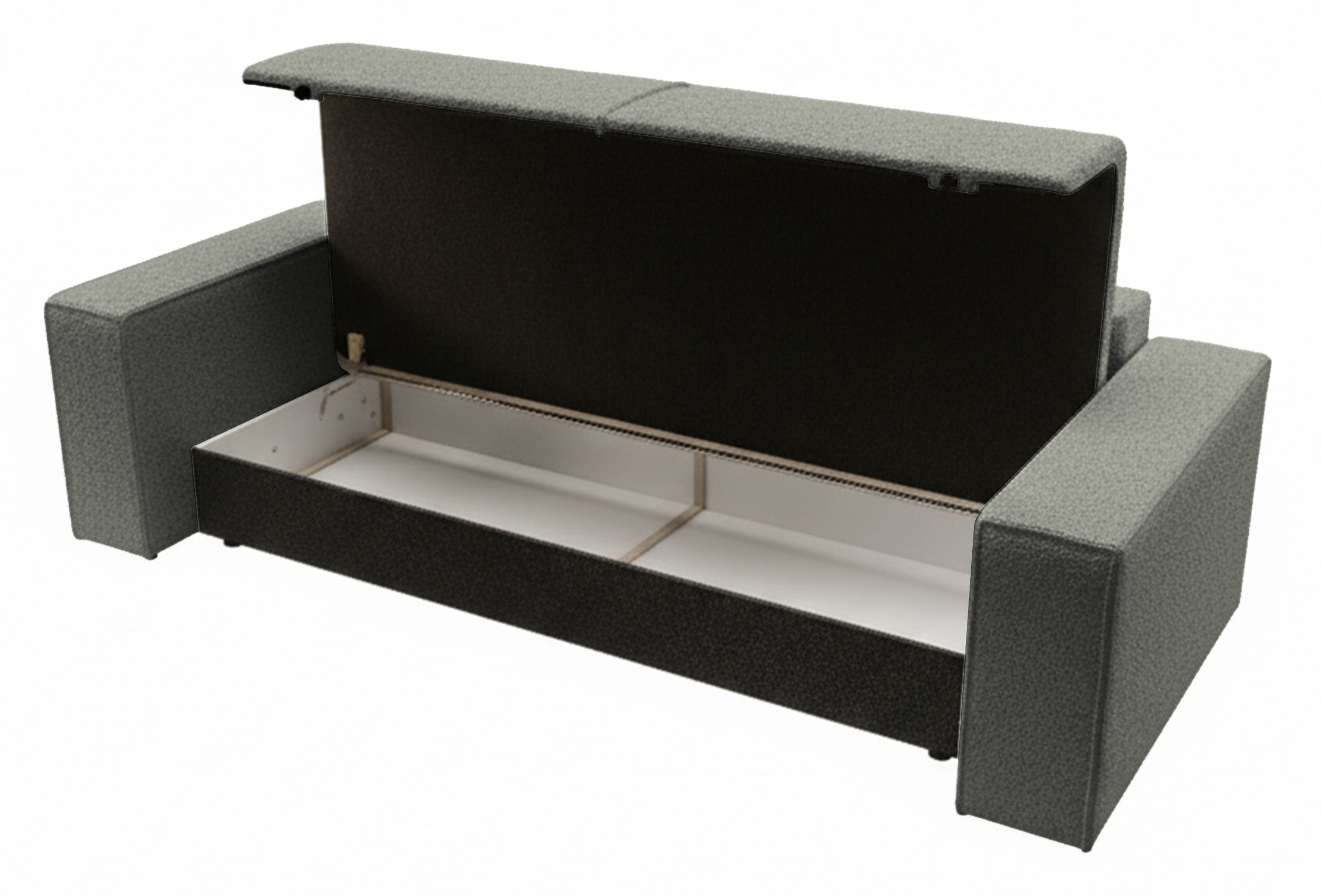 Dreisitziges ausklappbares Sofa Farese mit Stauraum, grau Bouclé