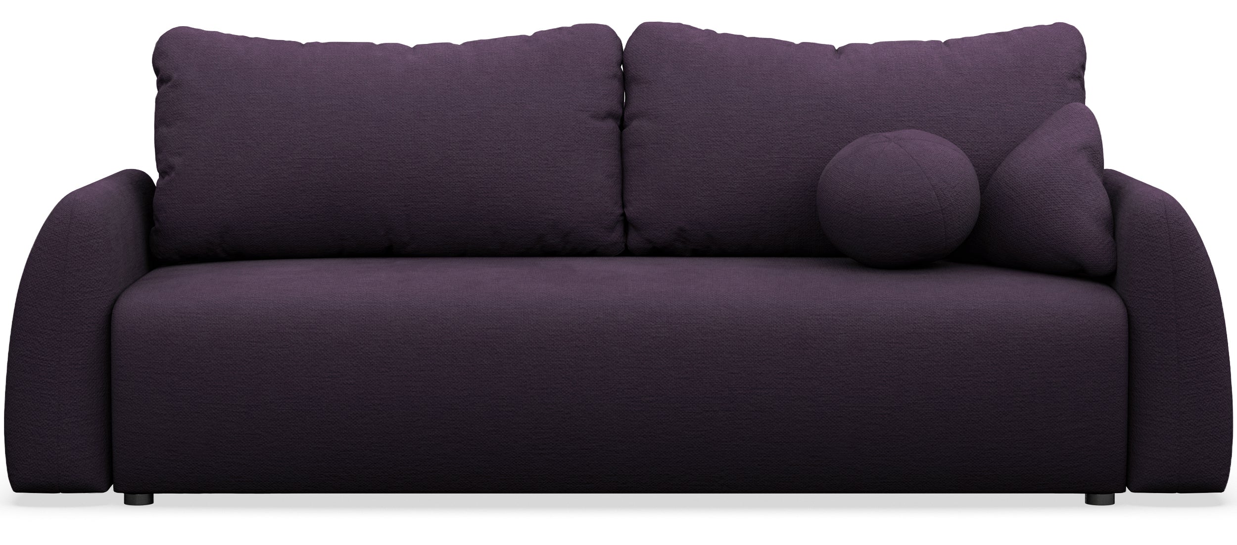 Dreisitziges ausklappbares Sofa Nubelle in violettem, wasserabweisendem Chenillestoff