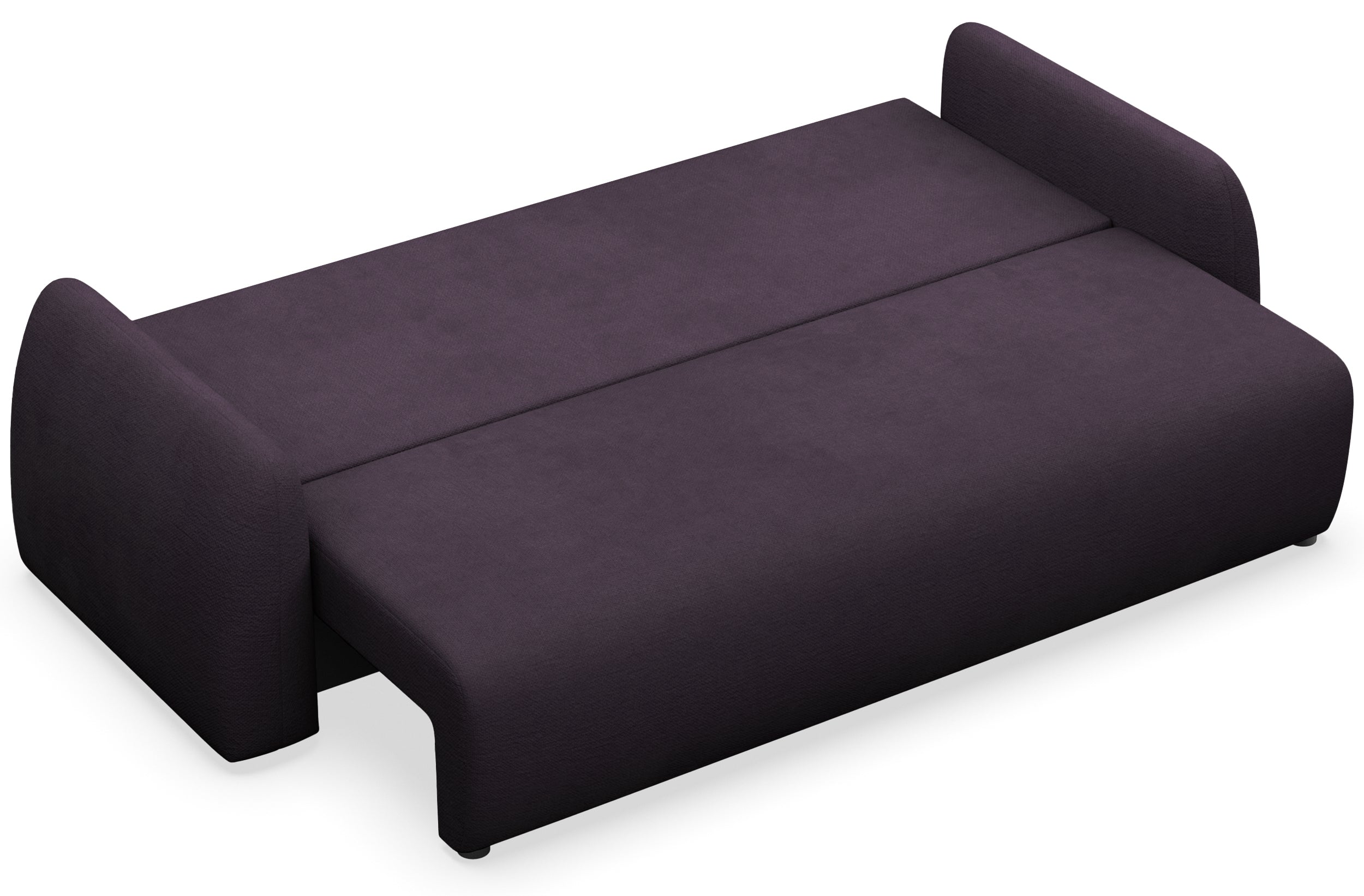Dreisitziges ausklappbares Sofa Nubelle in violettem, wasserabweisendem Chenillestoff