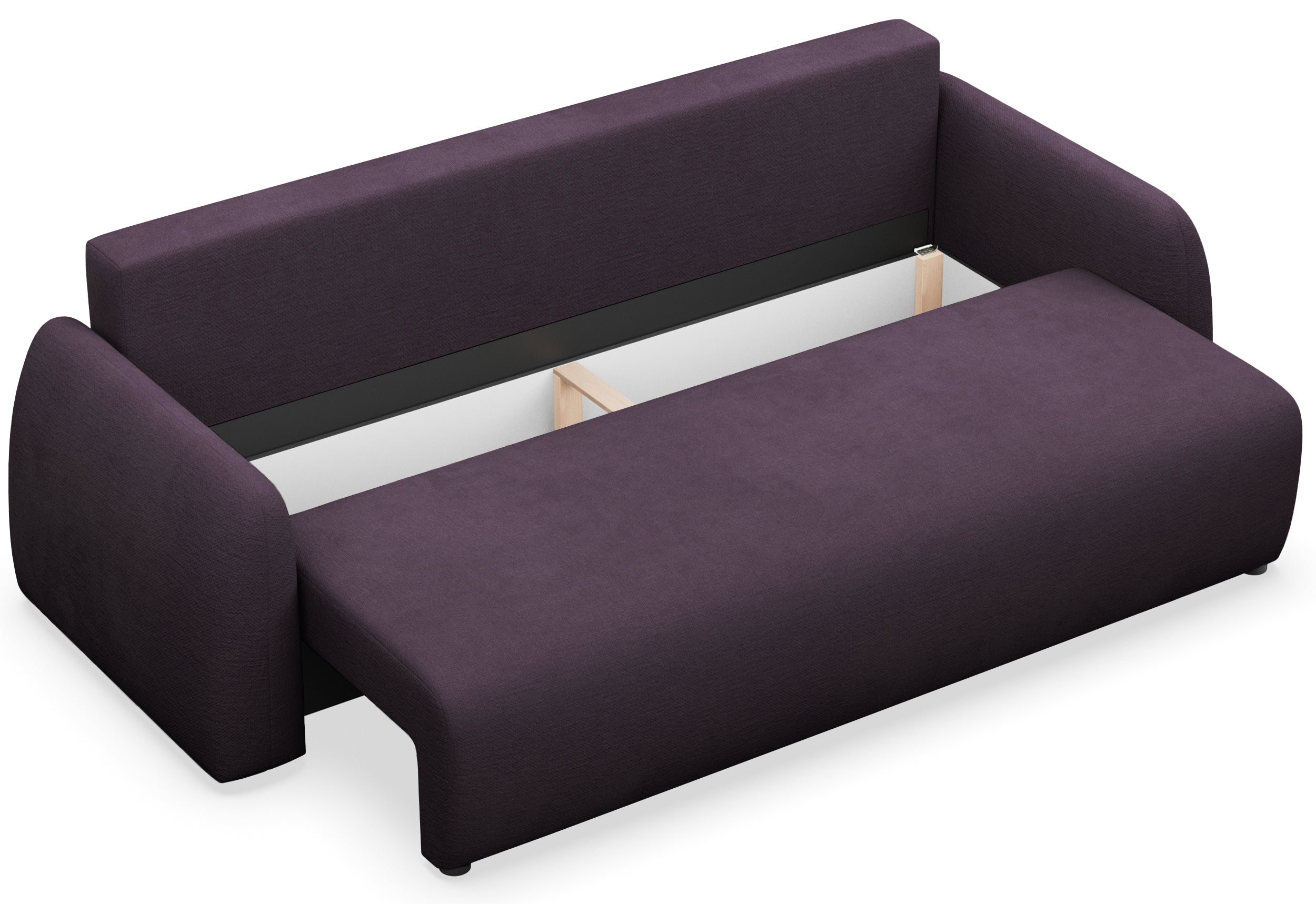 Dreisitziges ausklappbares Sofa Nubelle in violettem, wasserabweisendem Chenillestoff