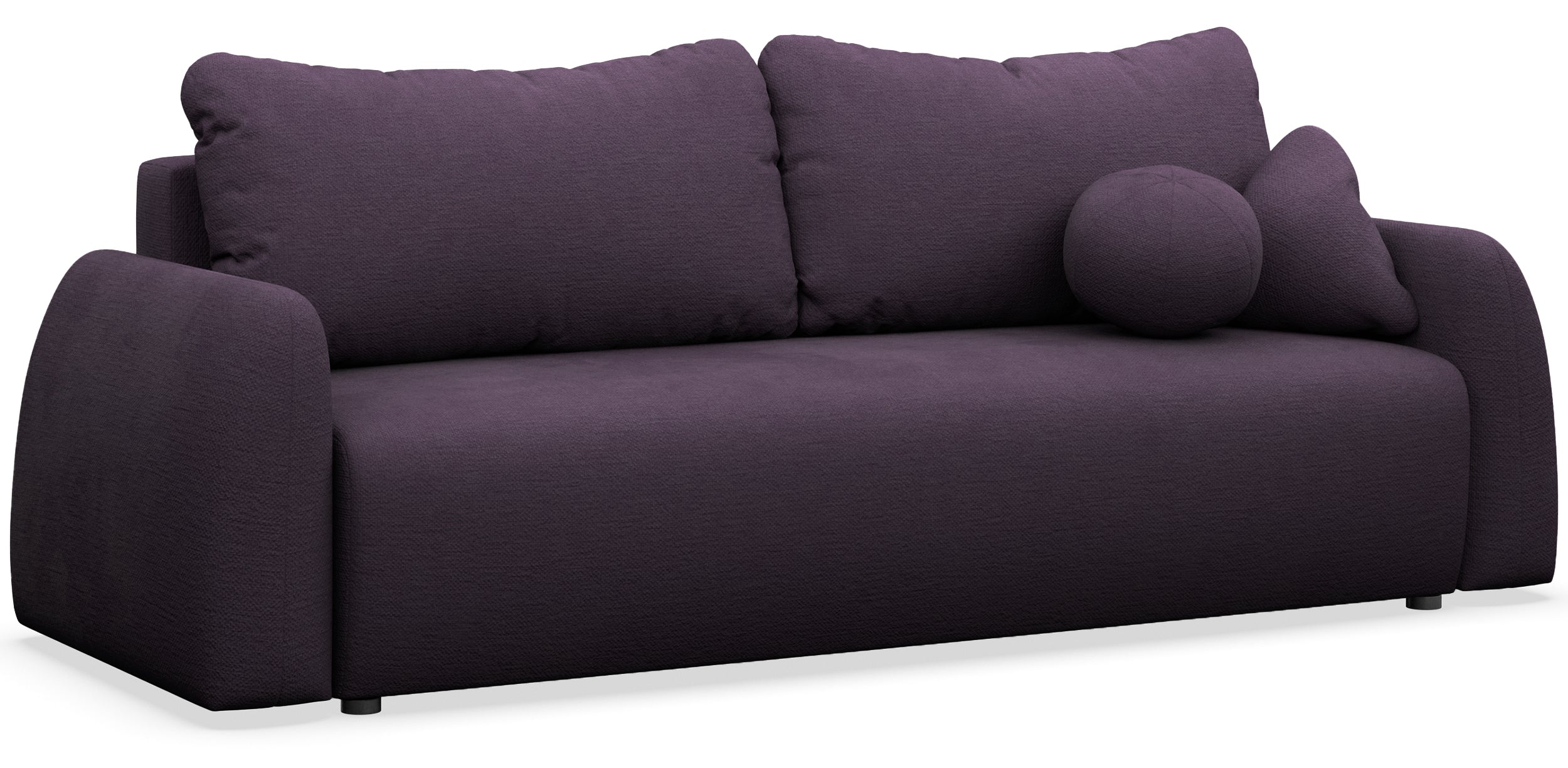 Dreisitziges ausklappbares Sofa Nubelle in violettem, wasserabweisendem Chenillestoff