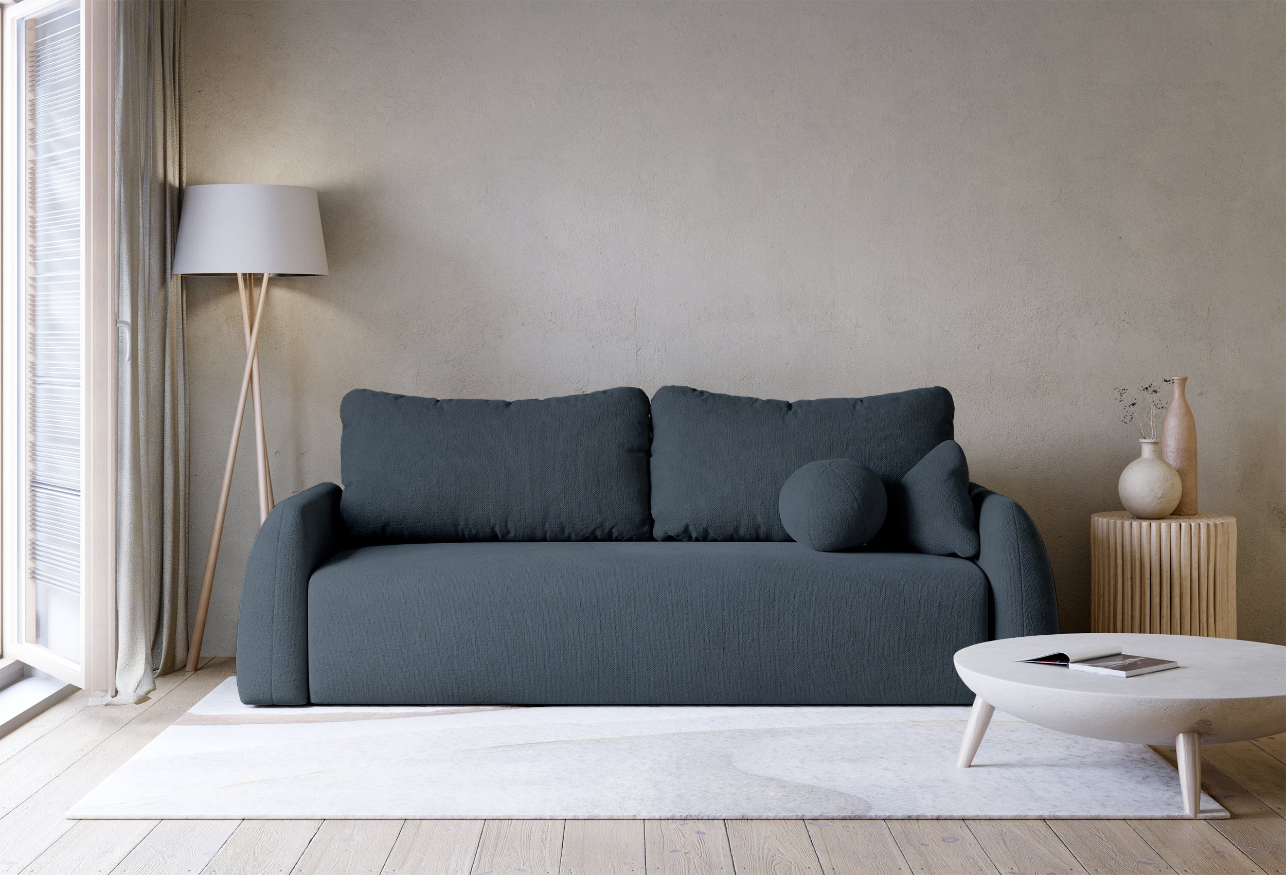 Nubelle Schlafsofa für drei Personen, marineblau, hydrophobes Chenille