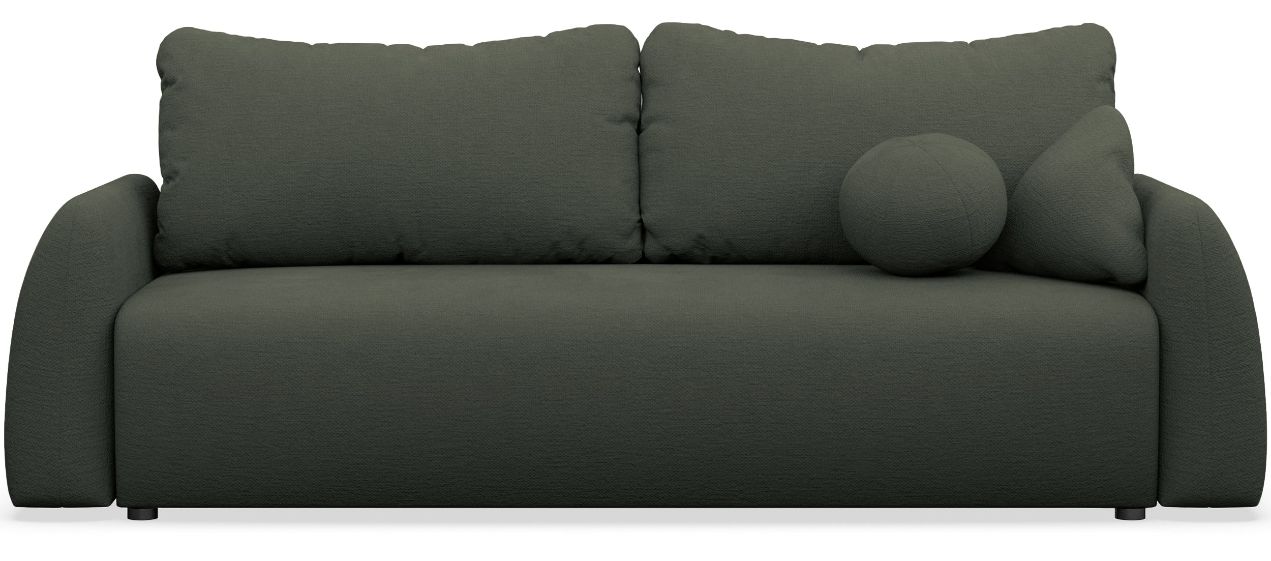 Dreisitziges ausklappbares Sofa Nubelle, dunkelgrün, hydrophober Chenille-Stoff