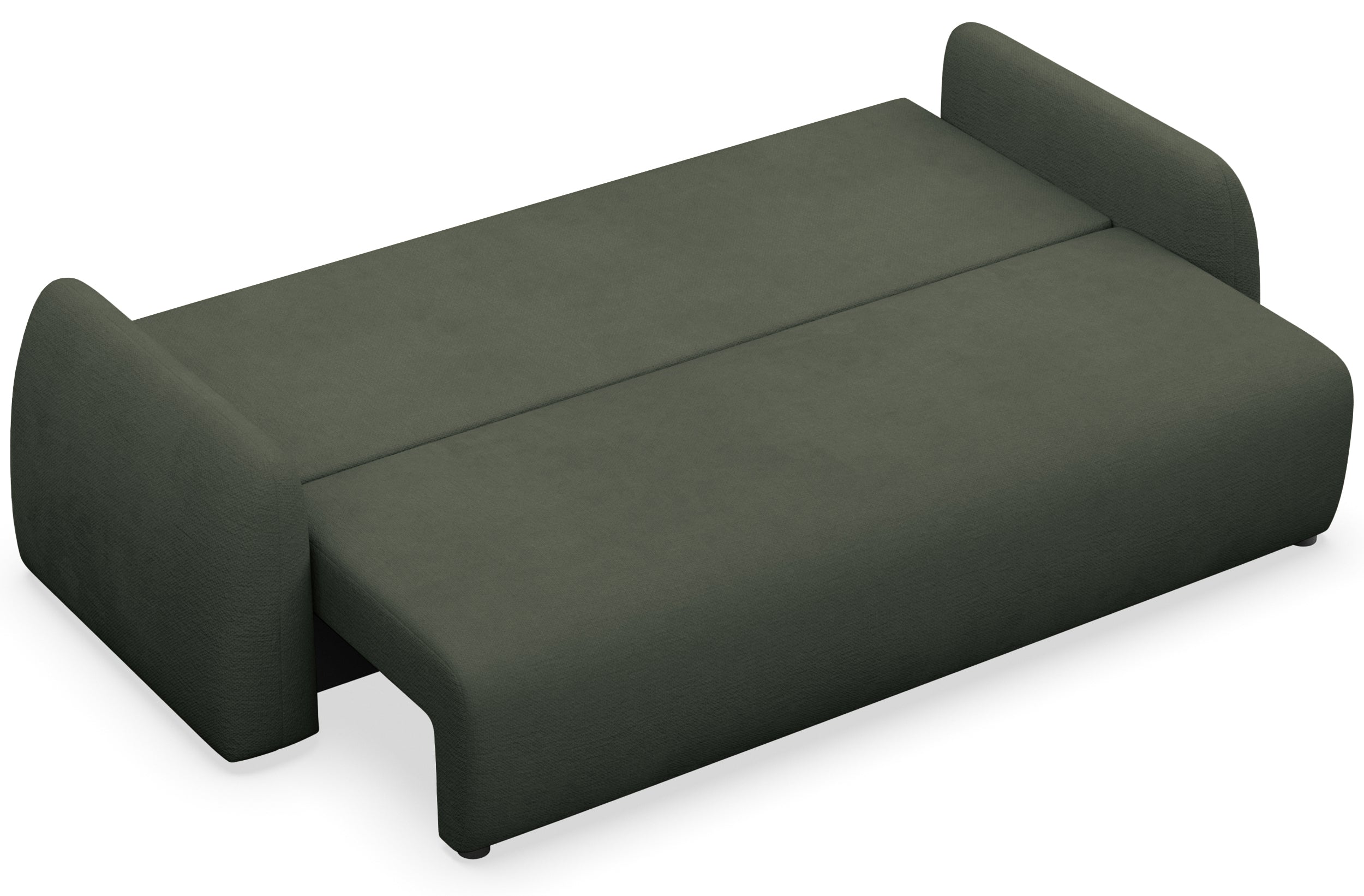Dreisitziges ausklappbares Sofa Nubelle, dunkelgrün, hydrophober Chenille-Stoff