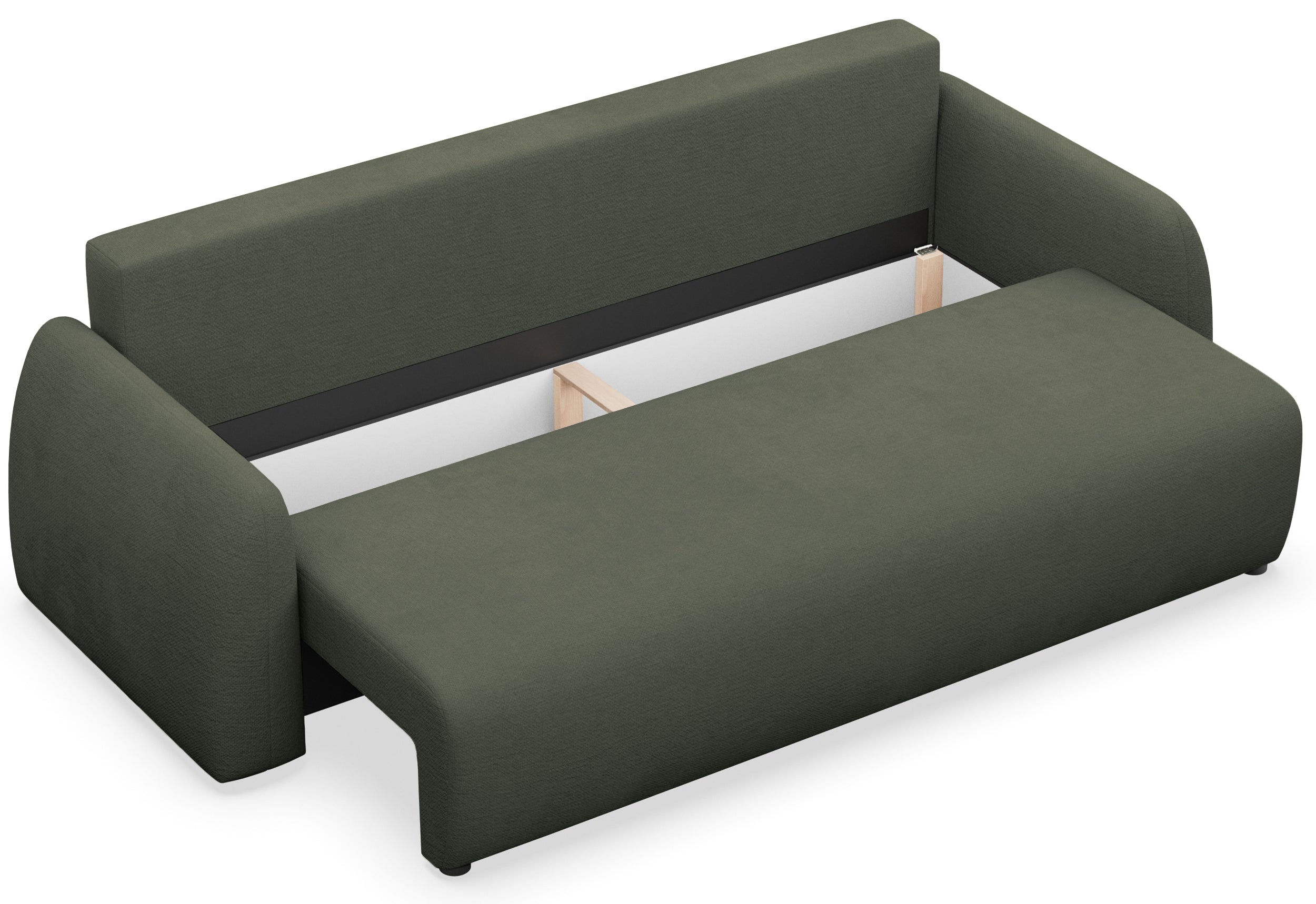 Dreisitziges ausklappbares Sofa Nubelle, dunkelgrün, hydrophober Chenille-Stoff