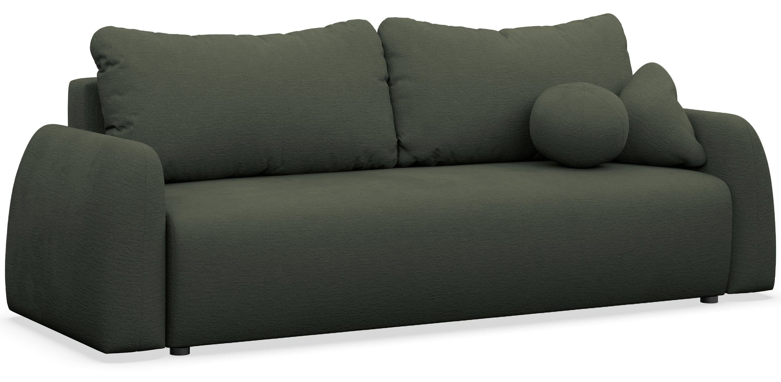 Dreisitziges ausklappbares Sofa Nubelle, dunkelgrün, hydrophober Chenille-Stoff