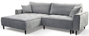 Ecksofa mit Schlaffunktion Blues, L-förmig, linksseitig, mit Stauraum, grauer Cordstoff