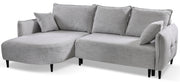 Ecksofa mit Schlaffunktion Oblivio mini, L-förmig, linksseitig, mit Stauraum, hellgraues Geflecht