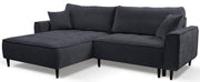 Ecksofa mit Schlaffunktion Blues, L-förmig, linksseitig, mit Stauraum, grafitfarbener Cordstoff