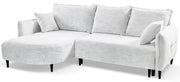 Ecksofa mit Schlafunktion Oblivio mini, L-förmig, linksseitig, mit Stauraum, weißes Geflecht