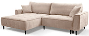 Ecksofa mit Schlafunktion Blues, L-förmig, linksseitig, mit Stauraum, beiger Cordstoff