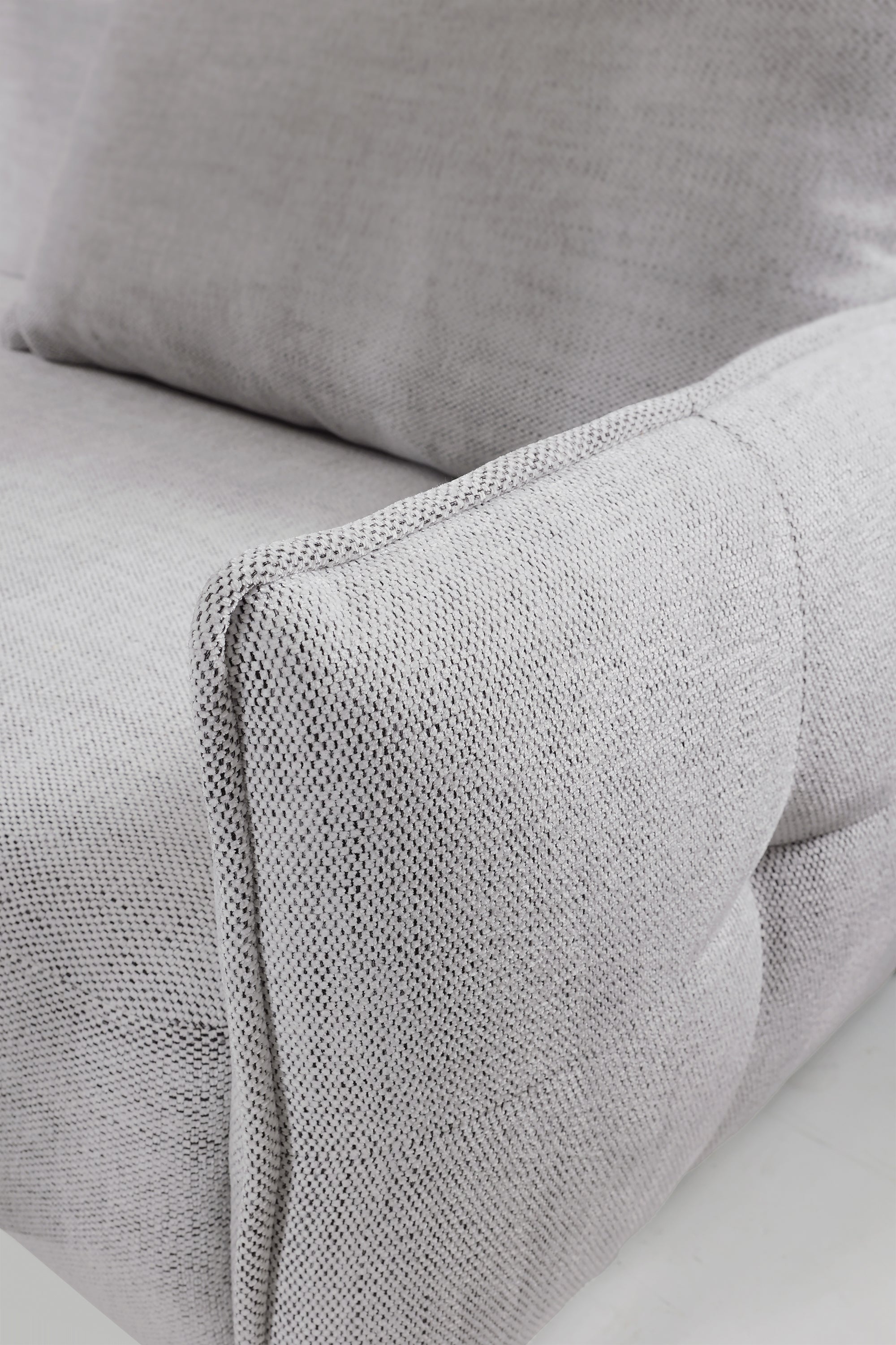 Ecksofa mit Schlaffunktion Oblivio mini, L-förmig, linksseitig, mit Stauraum, hellgraues Geflecht