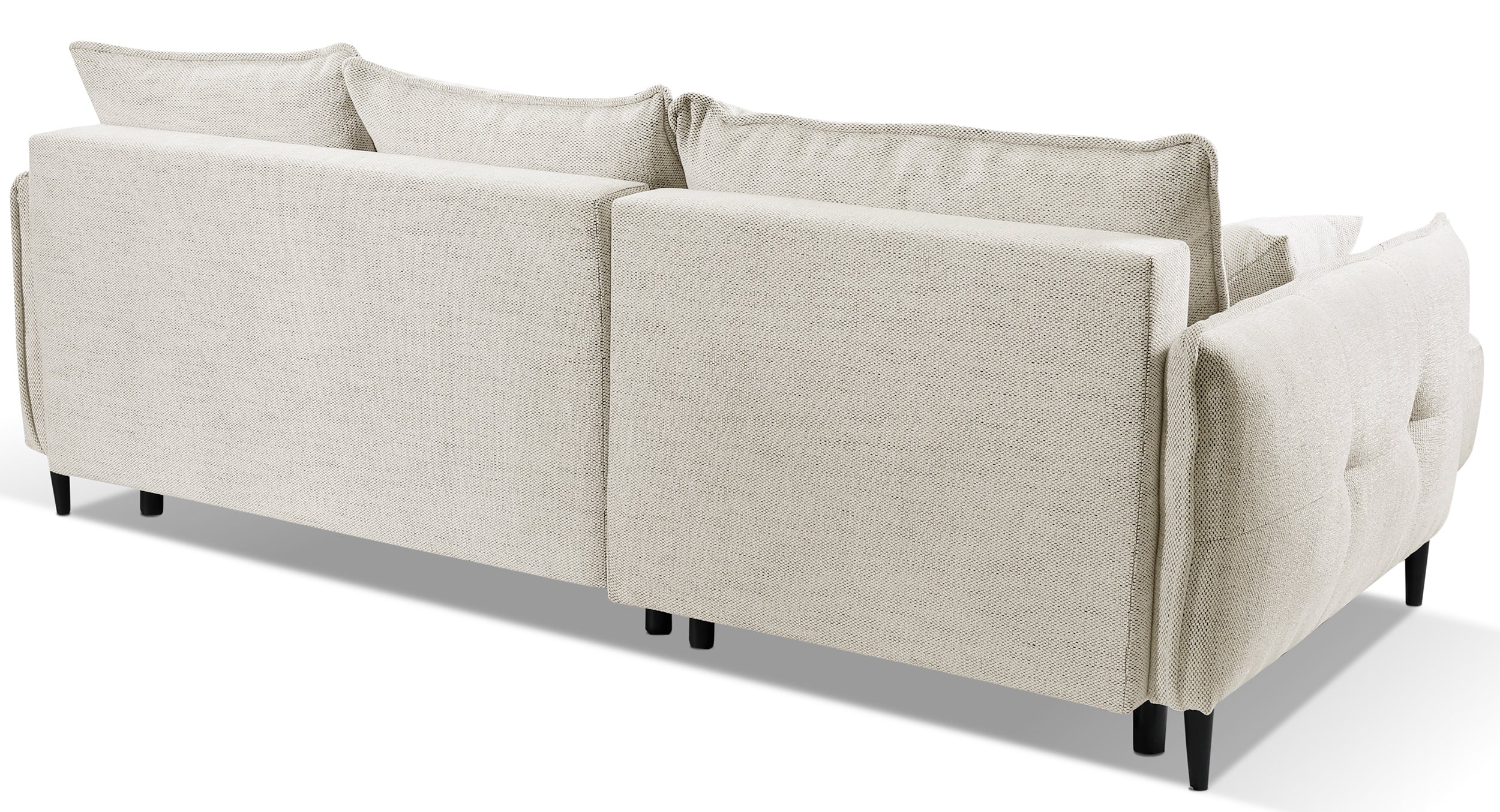 Ecksofa mit Schlaffunktion Oblivio mini, L-förmig, linksseitig, mit Stauraum, beige Geflecht