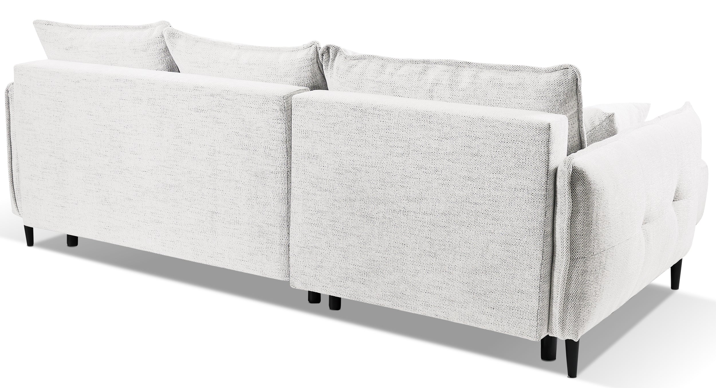 Ecksofa mit Schlafunktion Oblivio mini, L-förmig, linksseitig, mit Stauraum, weißes Geflecht