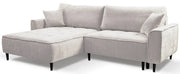 Ecksofa mit Schlafunktion Blues, L-förmig, linksseitig, mit Stauraum, hellbeige Cordstoff