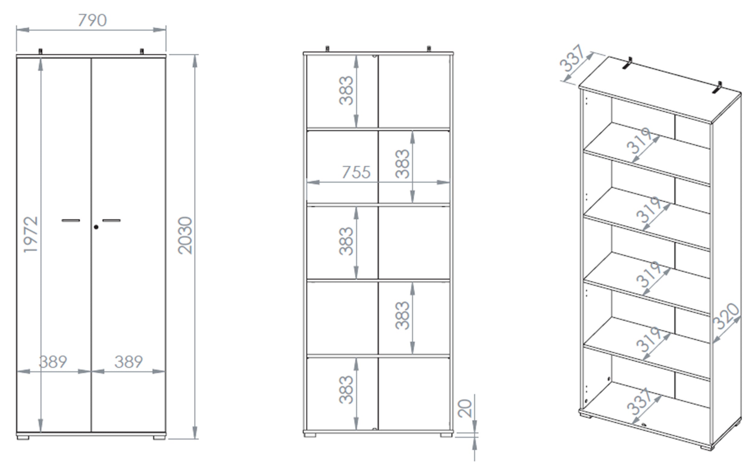 Zweiflügeliger Schrank Odelis 79 cm Lindberg-Eiche