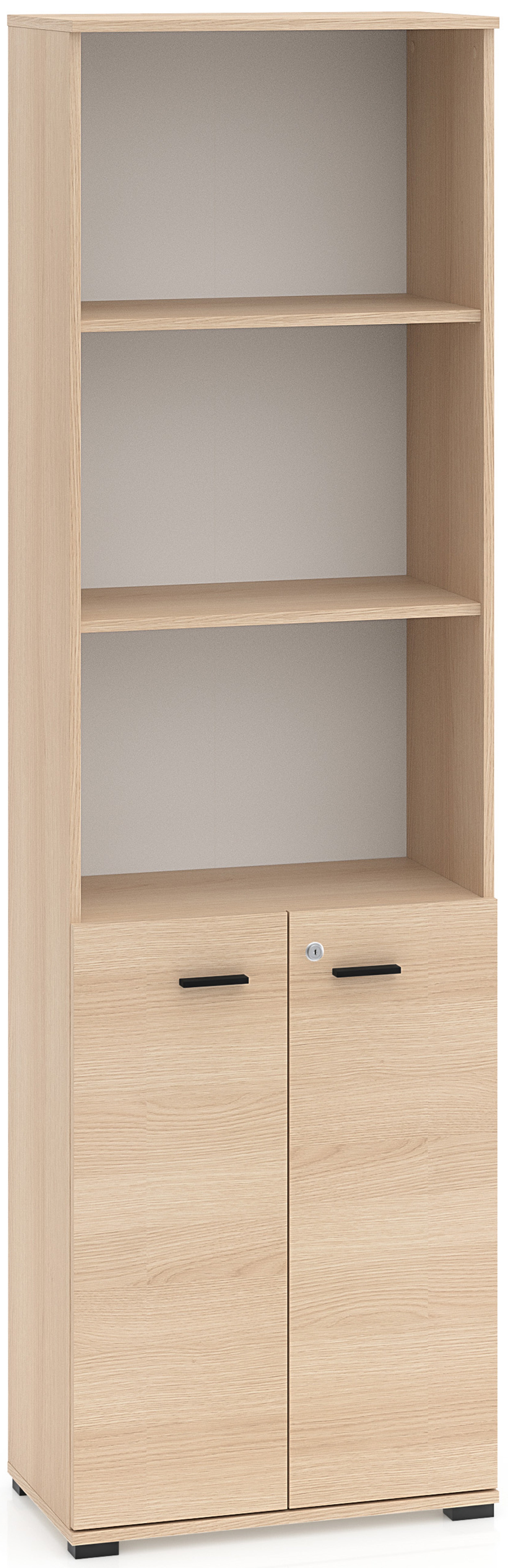 Zweituriges Regal Odelis mit drei offenen Regalböden, 60 cm, Lindberg-Eiche