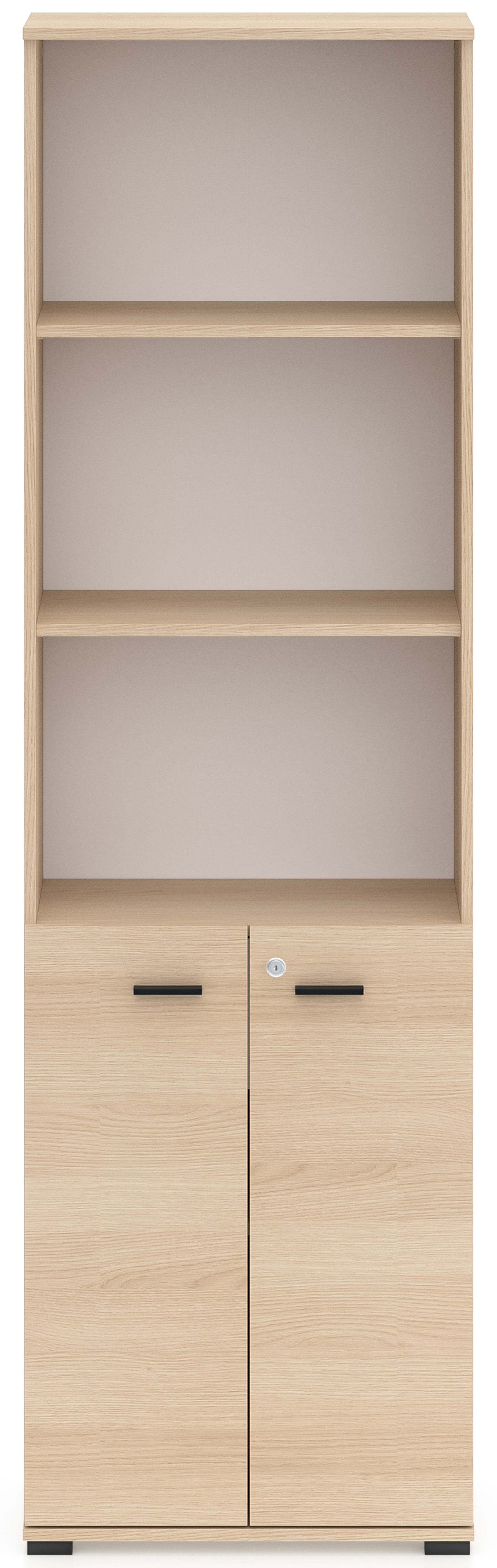 Zweituriges Regal Odelis mit drei offenen Regalböden, 60 cm, Lindberg-Eiche