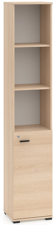 Einzeltür-Regal Odelis mit drei offenen Regalböden, 39 cm, Lindberg-Eiche