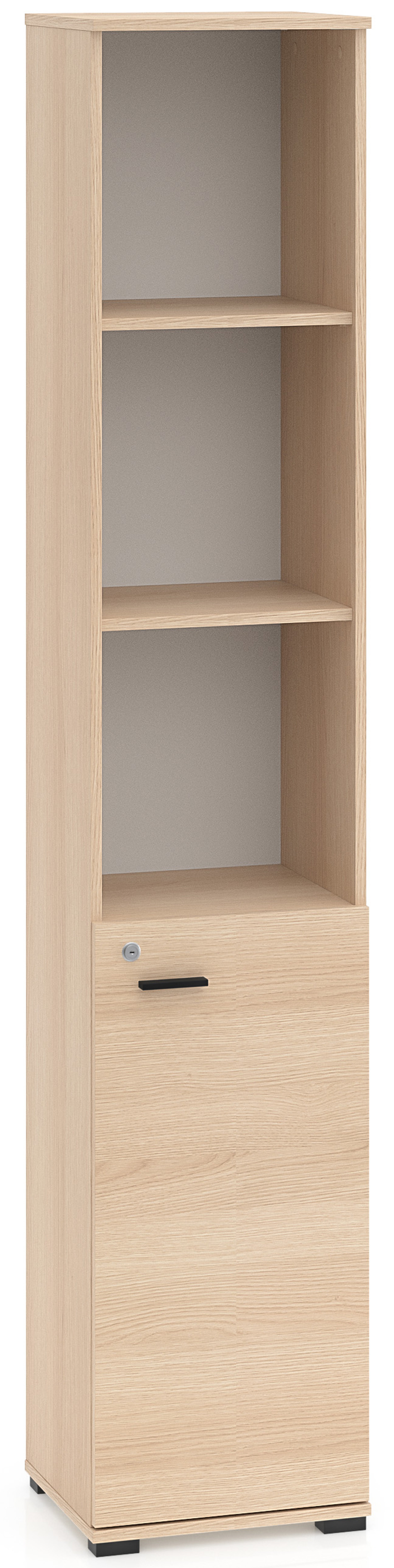 Einzeltür-Regal Odelis mit drei offenen Regalböden, 39 cm, Lindberg-Eiche