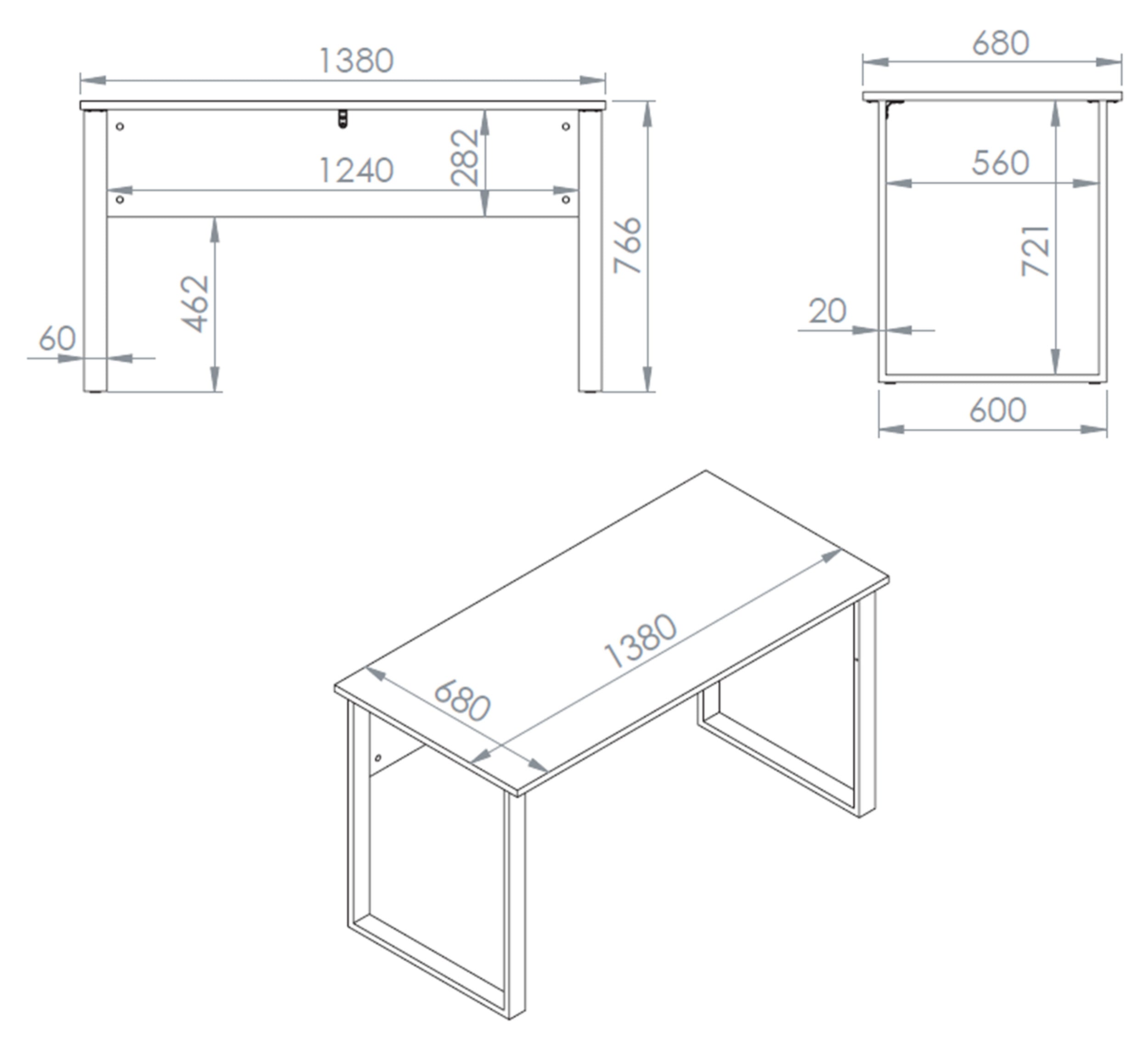 Schreibtisch Odelis 138x68 cm Lindberg-Eiche