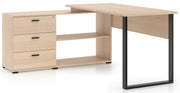 Eckschreibtisch mit Schrank Odelis mit drei Schubladen 168x138 cm Lindberg-Eiche