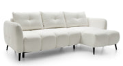 Ecksofa mit Schlaffunktion Odisso, L-förmig, mit Stauraum, cremefarbener Bouclé-Stoff, rechtsseitig