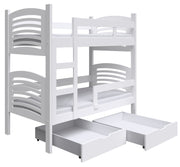 Etagenbett 75x180 cm Cami mit Schubladen, weiß