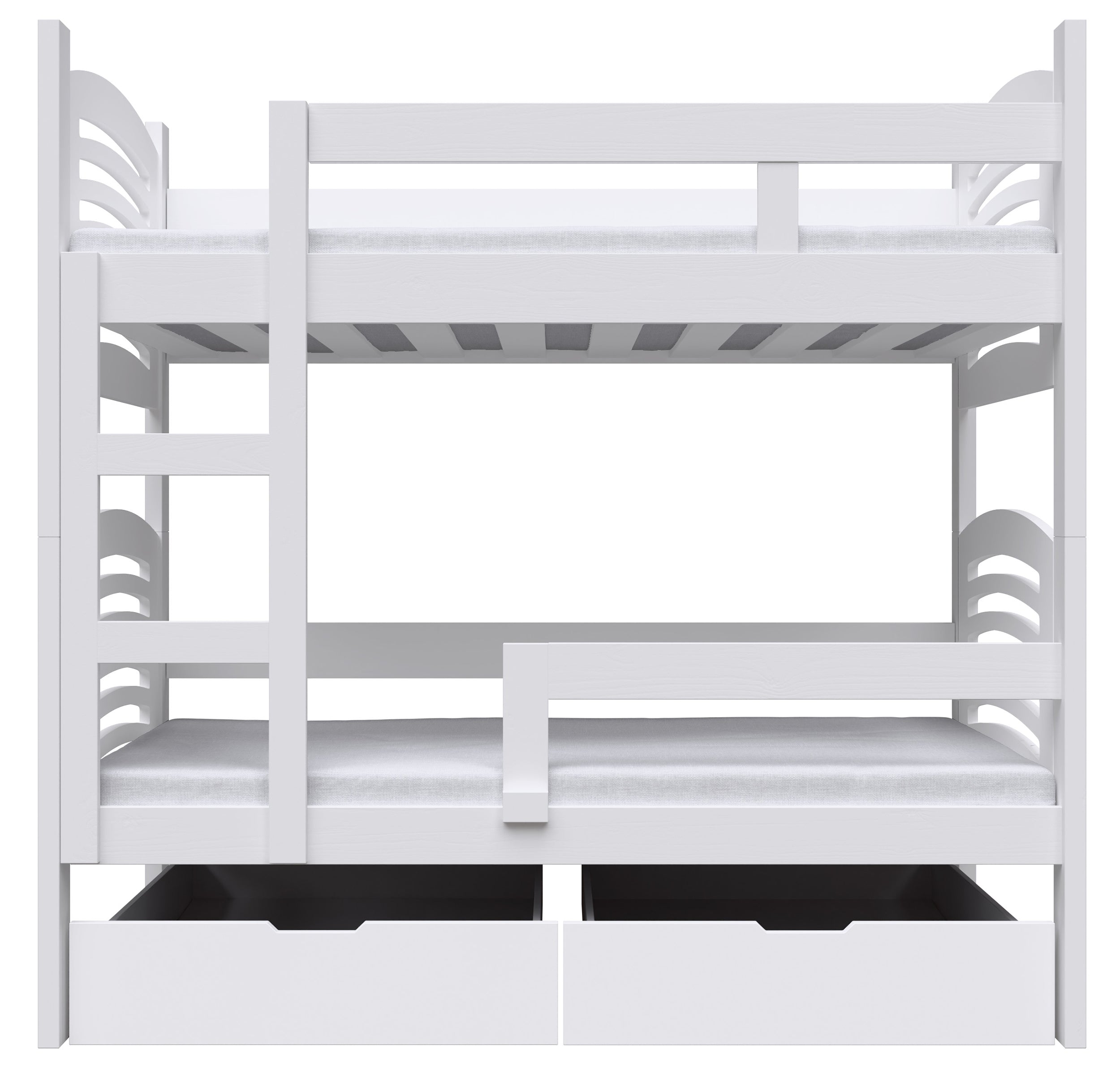 Etagenbett 75x180 cm Cami mit Schubladen, weiß
