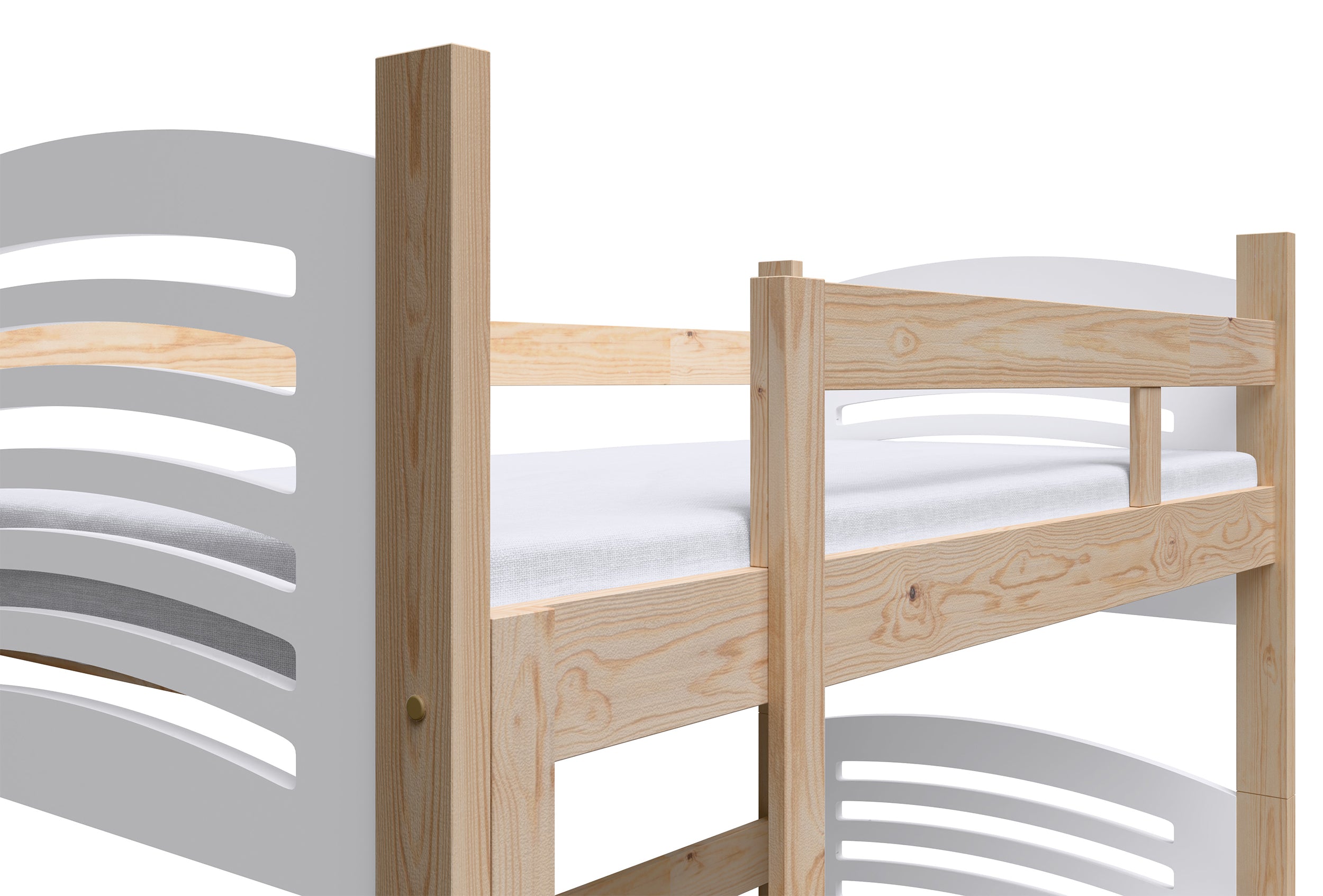 Etagenbett 75x180 cm Cami mit Schubladen Kiefer/Weiß