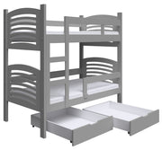 Etagenbett 75x180 cm Cami mit Schubladen, grau
