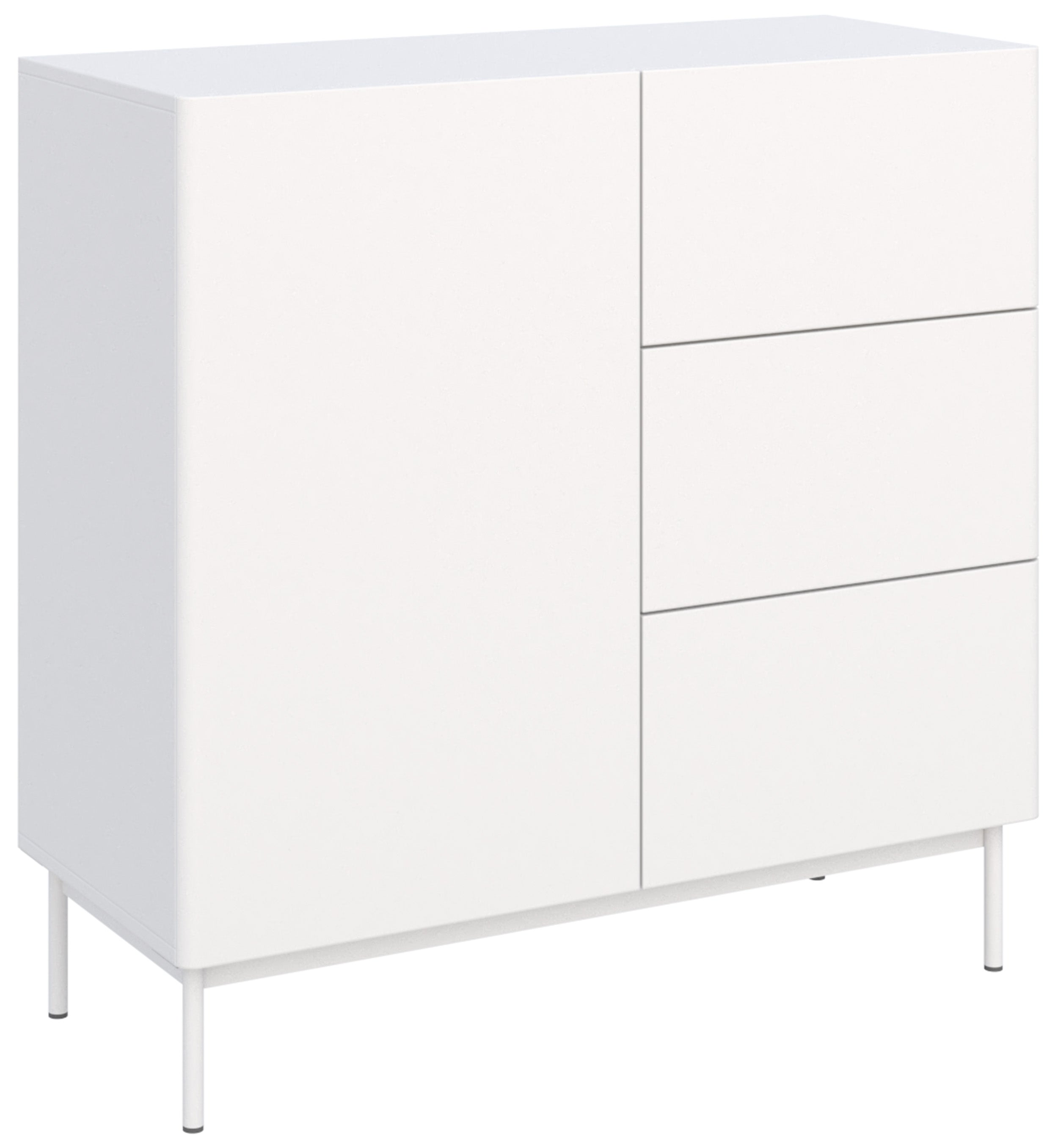 Einzeltür-Kommode Olio mit drei Schubladen, 100 cm, weiß