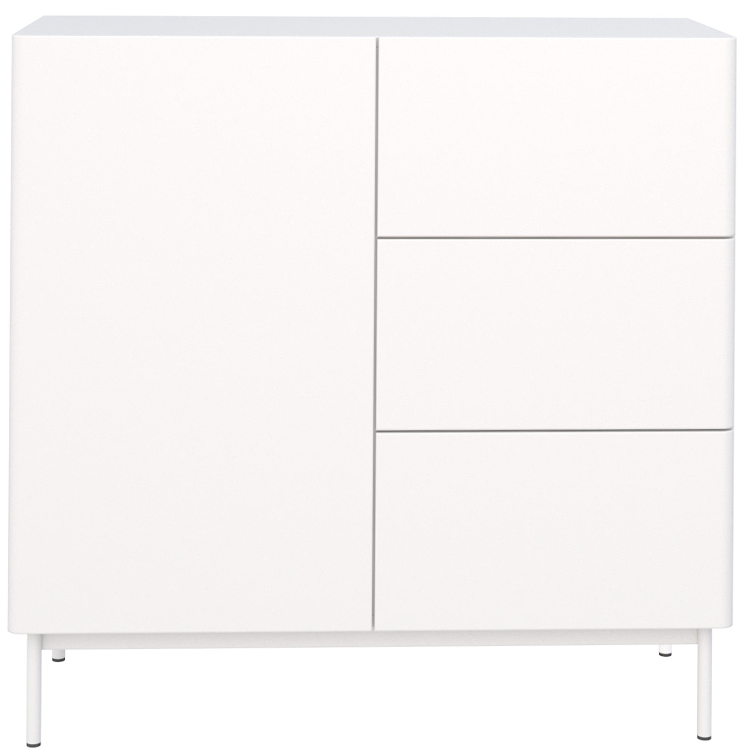 Einzeltür-Kommode Olio mit drei Schubladen, 100 cm, weiß