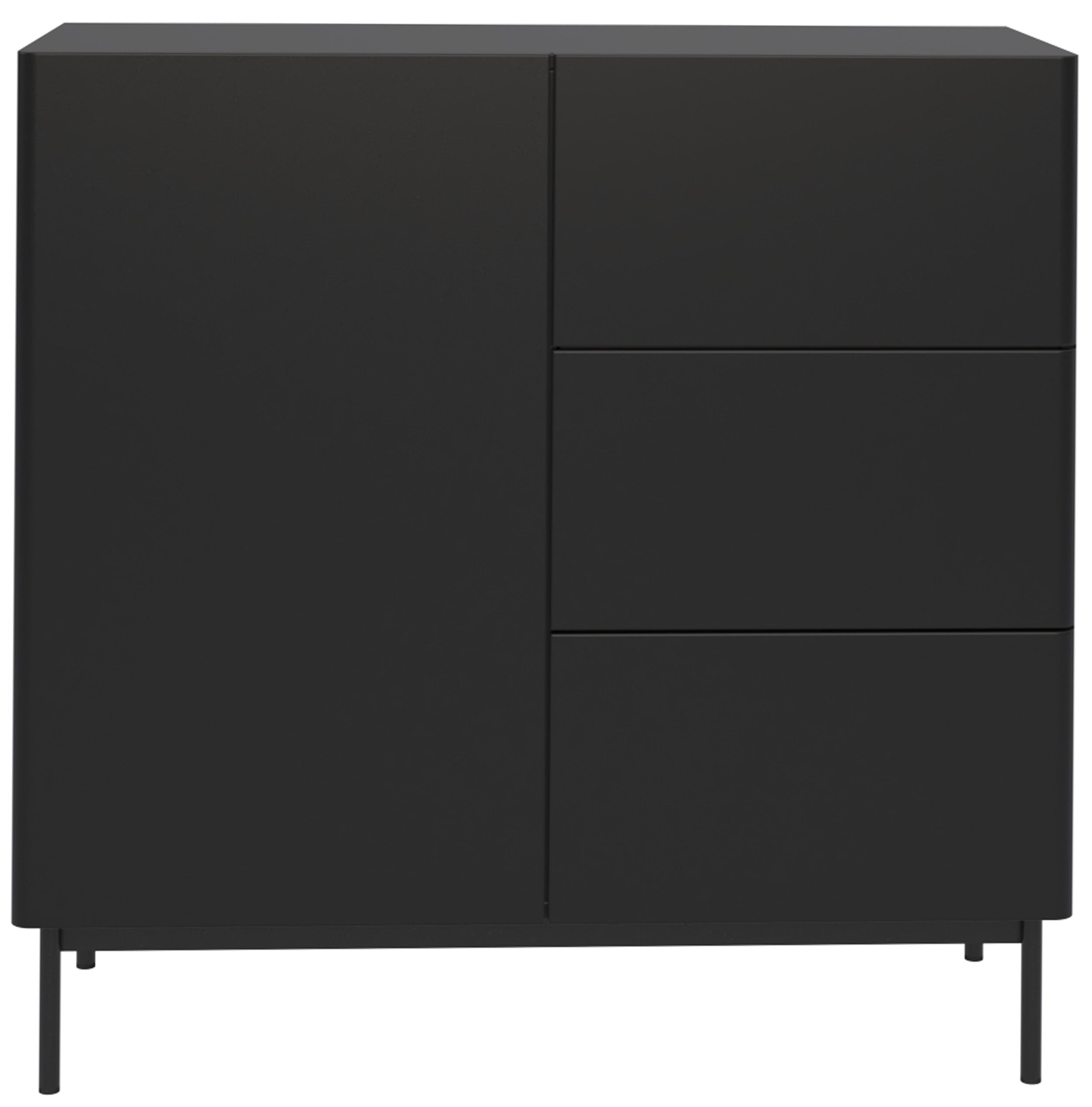 Einflügler Kommode Olio mit drei Schubladen, 100 cm, schwarz