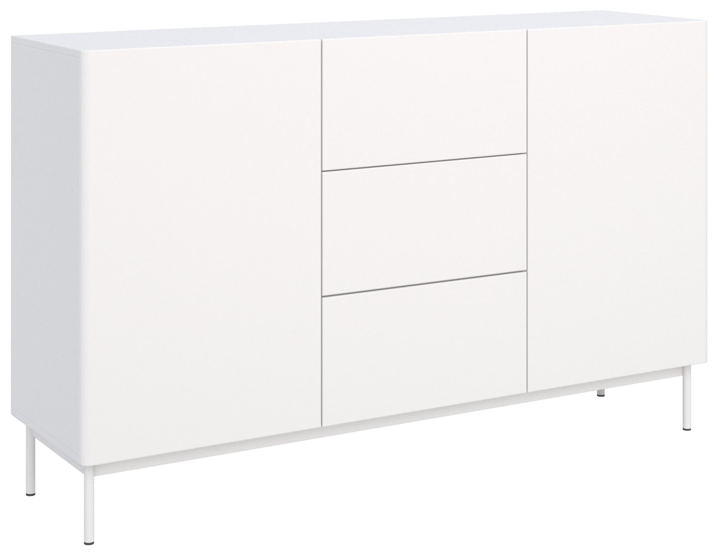 Zweiturige Kommode Olio mit drei Schubladen, 160 cm, weiß